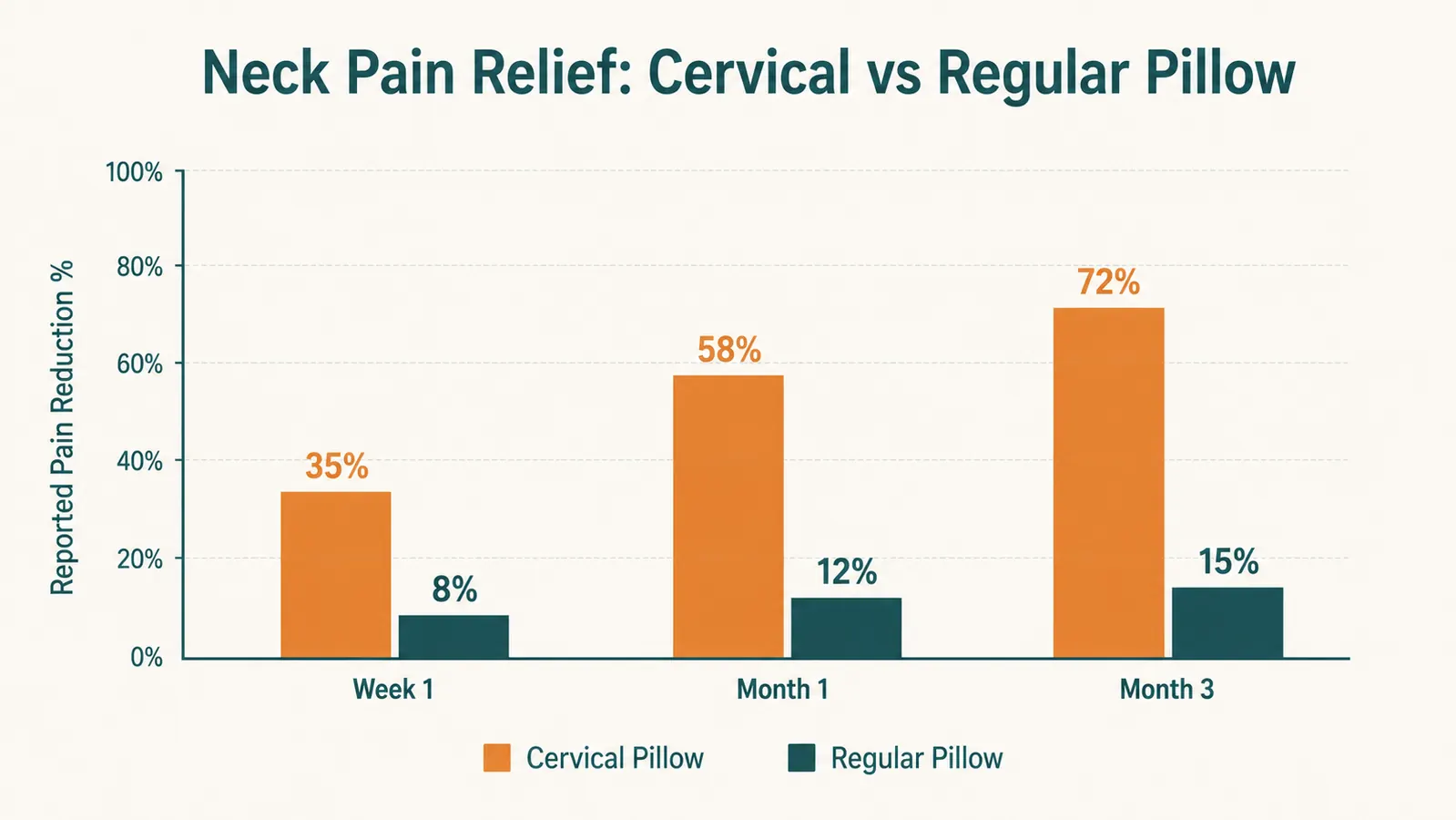 Side-by-side diagram showing correct cervical spine alignment with a contour pillow versus a flat pillow