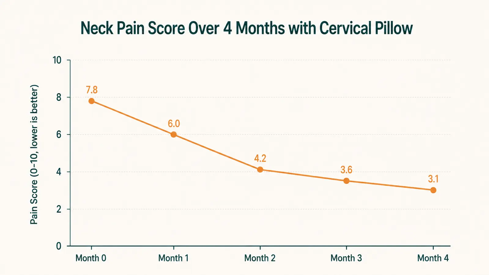 Chart showing neck stiffness level dropping from high to low over a twelve-week period